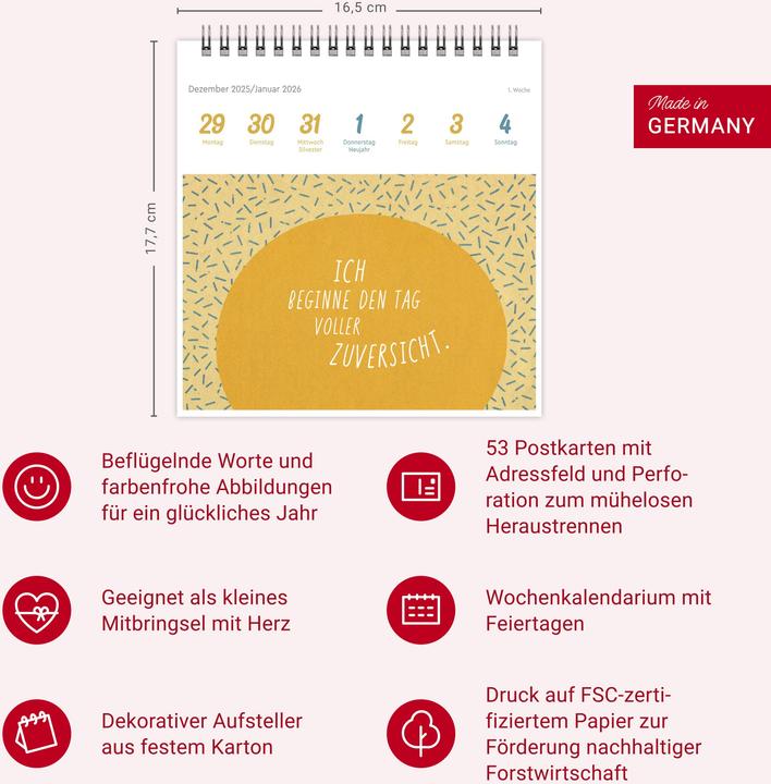 Produktbild Ich bin einzigartig und wertvoll Premium-Postkartenkalender2026 - 53 Affirmationskarten für das (Deutsch)