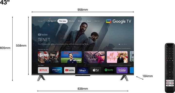 Produktbild TCL 43C645 (43", C645, QLED, 4K, 2023)