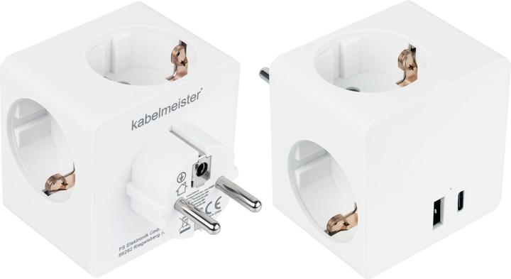 Actual product image Good Connections Kabelmeister socket cube 3x Schuko socket, USB-C (20W, PD3.0), USB-A, white (3 x, CEE 7/3)