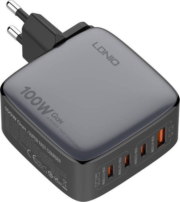 Produktbild Ldnio Q408 100W USB-A + 3x USB-C mains charger (black) (100 W)