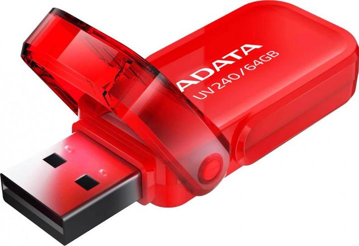 Actual product image Adata UV240 64GB USB Flash Drive, Red (64 GB, USB-A)