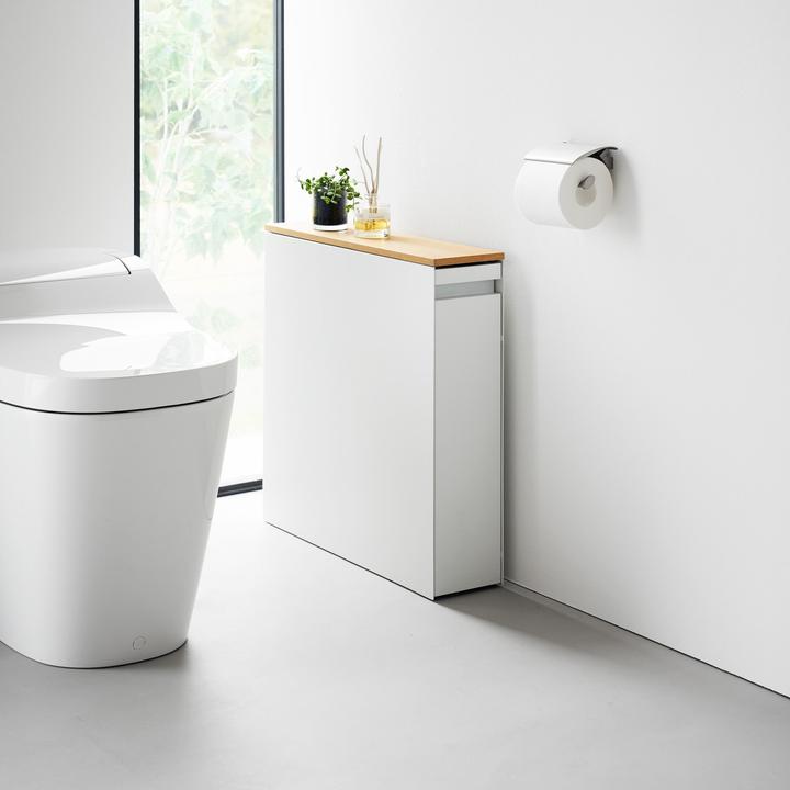 Produktbild Yamazaki Auszieh-Regal mit Holzablage TOWER (14 x 56 x 55 cm)