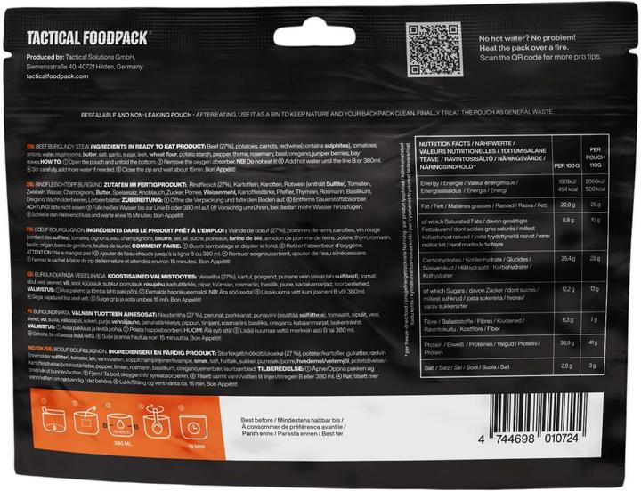Actual product image Tactical Foodpack Beef Burgundy Stew (110 g)