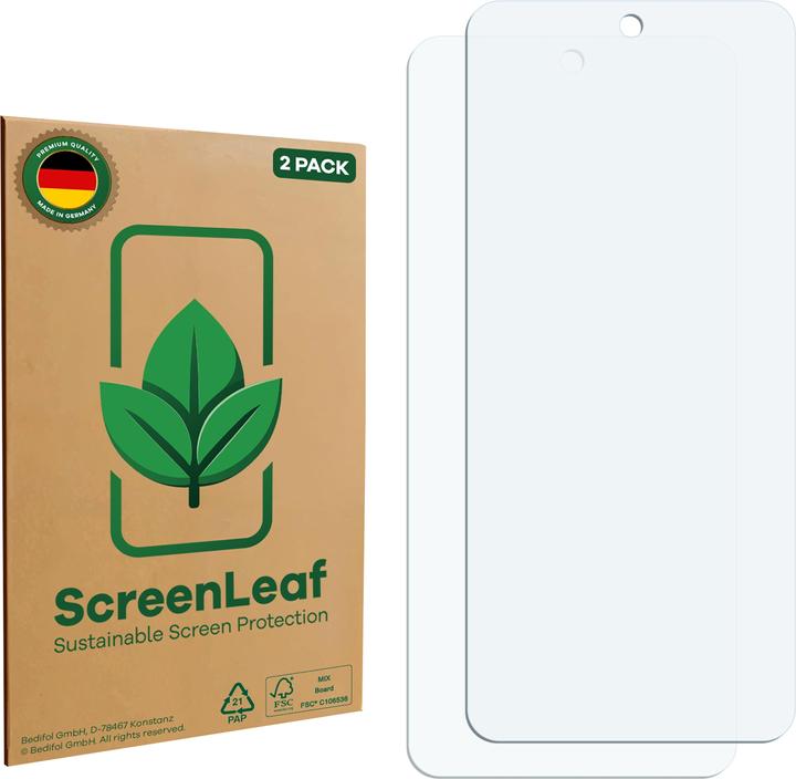 Immagine prodotto ScreenLeaf Pellicola protettiva, Proteggi Schermo Sostenibili, Clear, Antigraffio (2 Pezzo/i, Xiaomi Redmi 13)