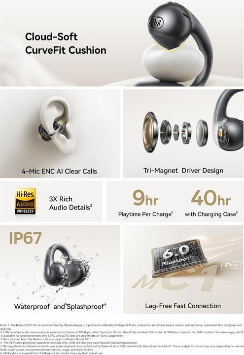 Produktbild Baseus Bowie MC1 Pro Open-Ear Black (40 h)