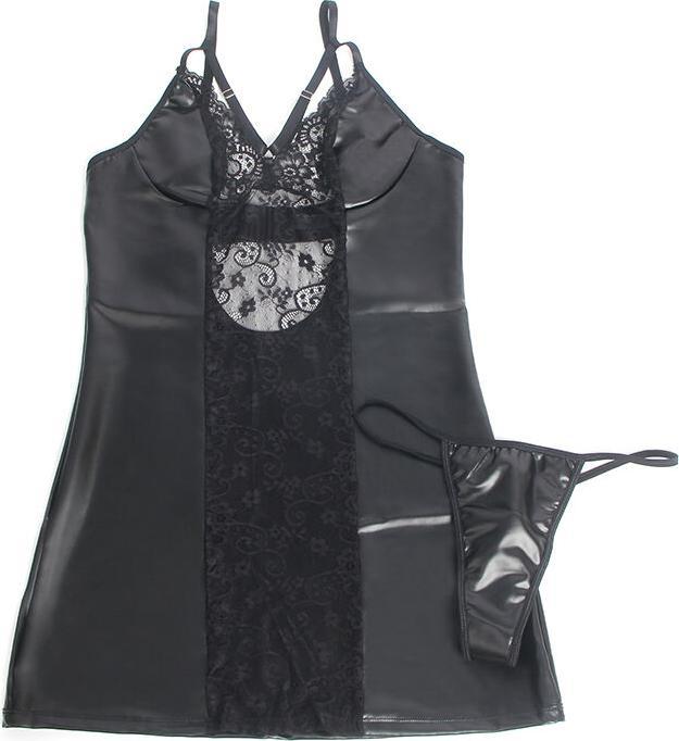 Subblime - 957537 ROBE EN CUIR AVEC DENTELLE FLORALE NOIR L/XL (XL)