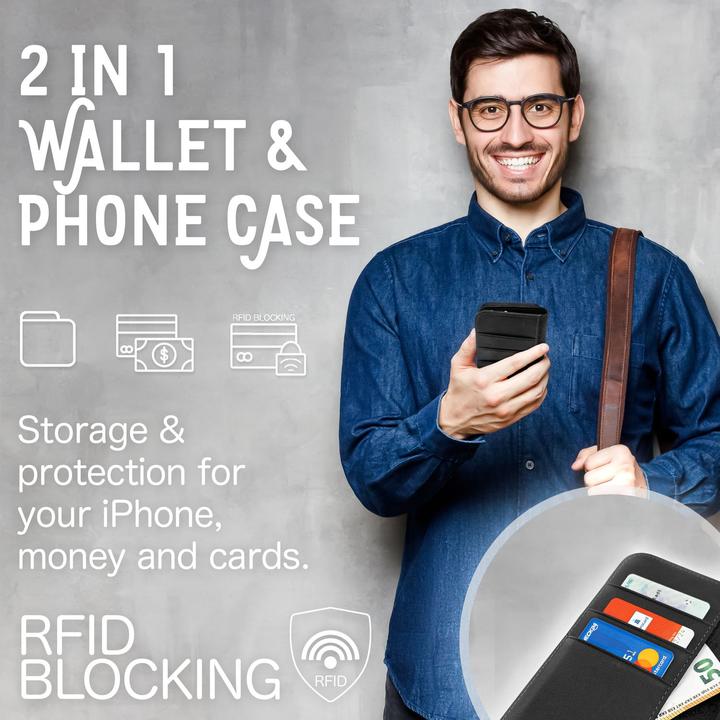 Produktbild Nalia Echt Leder Flip Case Hülle mit Magnetverschluss (Samsung Galaxy S23)