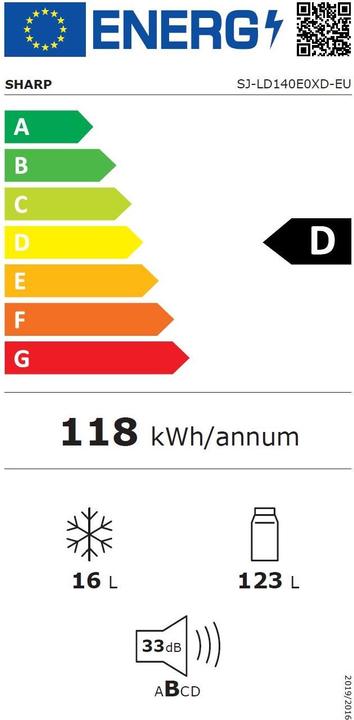 Energy Label Sharp SJ-LD140E0XD-EU (139 l)