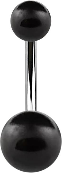 Image du produit Star Piercing Banane argentée avec deux boules de perles noires (sans laiton, Acier chirurgical 316L)