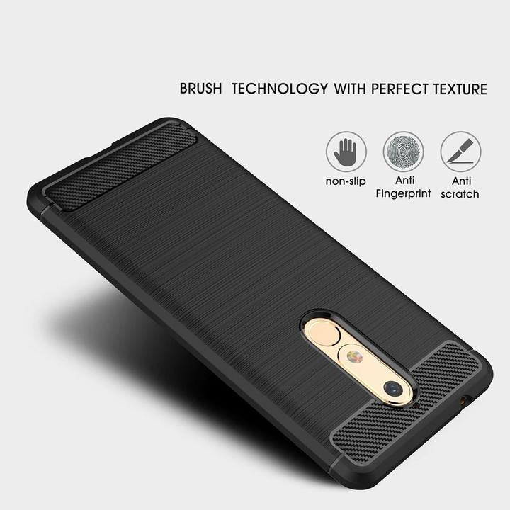 Produktbild König Design Nokia 5.1 Case Carbon Fiber Optik Brushed Schutz Hülle Bumper Cover Etui Grau (Nokia 5.1)