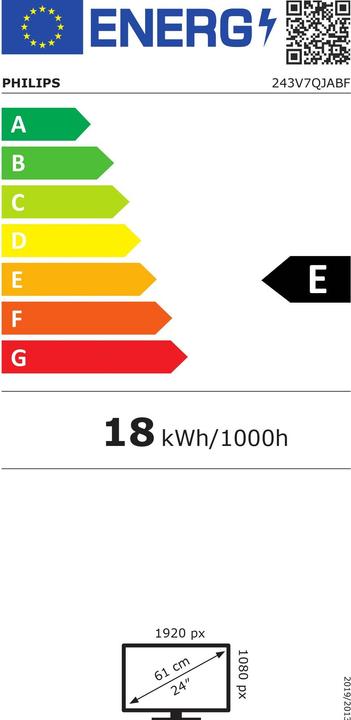 Energie-Label Philips 243V7QJABF/00 (1920 x 1080 Pixel, 24")