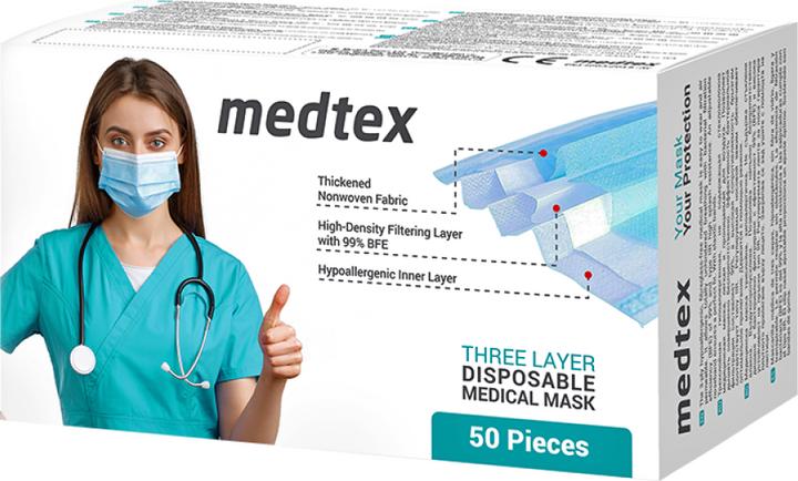 Actual product image Medtex Disposable medical masks type IIR, 50 pcs. (Protection class I, 50 x)