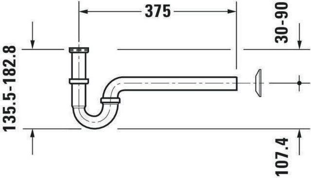 Produktbild Duravit Waschtisch-Röhrensiphon 1 1/4Zoll, chrom (Waschmaschinen-Siphon, 1 1/4")