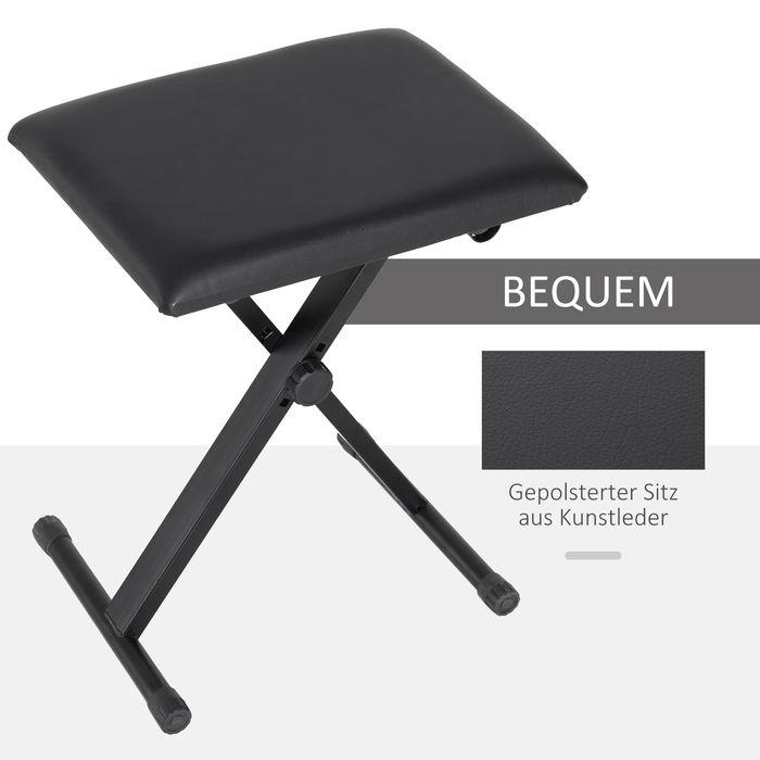 Produktbild Swisshandel24 Klavierhocker Klavierbank kosmetischer Hocker Höhenverstellbar zusammenklappbar Metall Kunstleder Sc (Musikerstuhl)