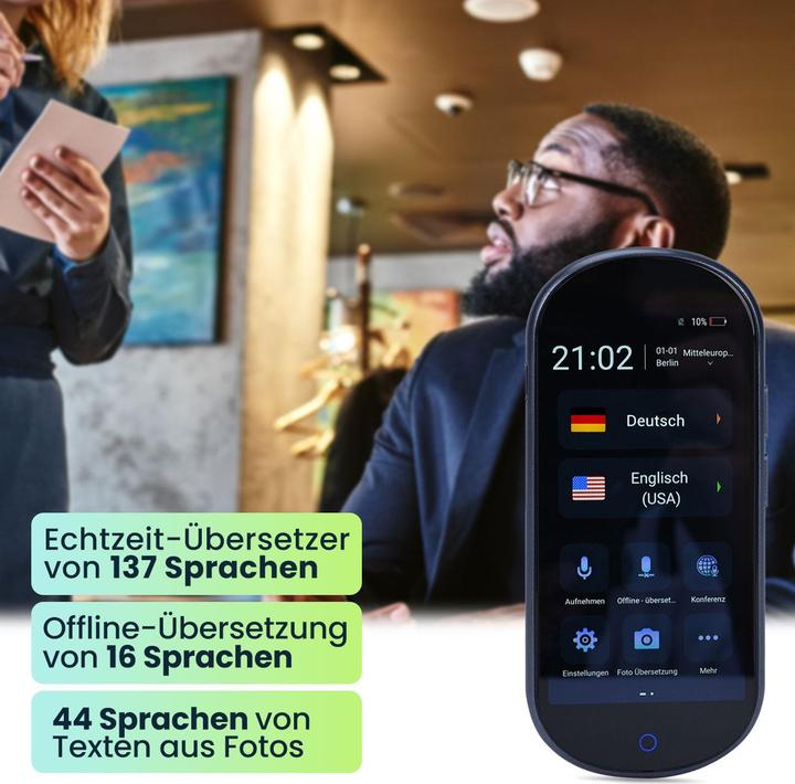 Immagine prodotto Casativo Set di 2 traduttori in tempo reale, 137 lingue, incluso il riconoscimento del testo e la (16 GB)