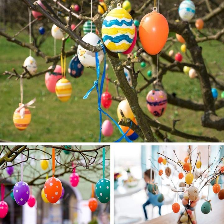 Produktbild I Am Creative Bastel Ostereier do it yourself Deko für Ostern mit Aufhängeband + Stifte 156-tlg. Set (156 x)