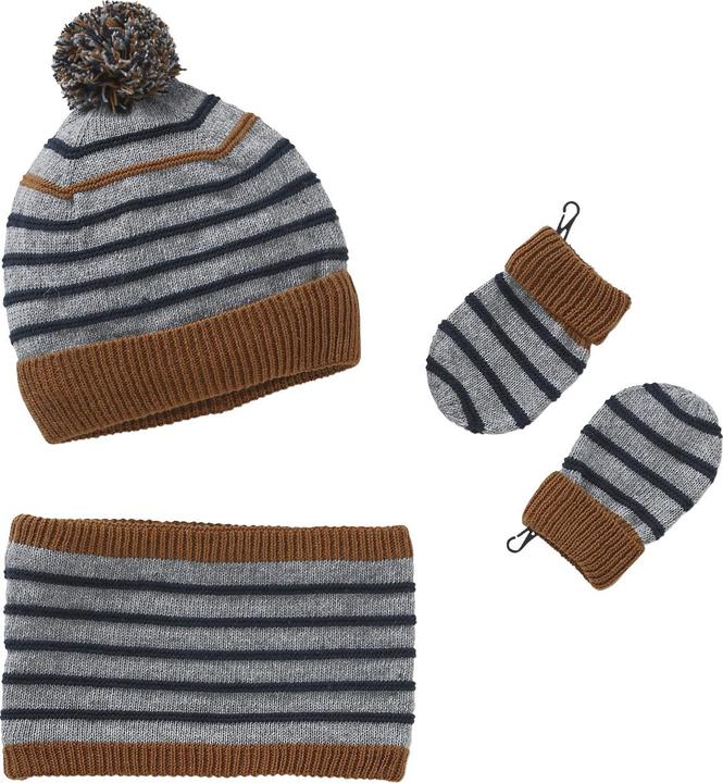 Vertbaudet Jungen Baby-Set: Mütze, Rundschal & Fäustlinge