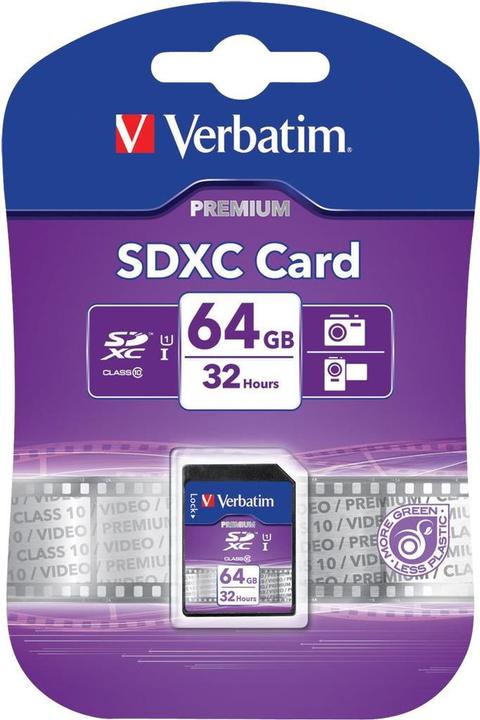 Actual product image Verbatim SDXC Card Class 10 Premium (64 GB, SDXC, U1, UHS-I)