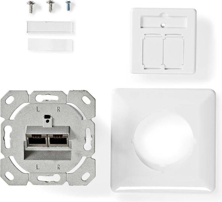 Immagine prodotto Nedis Presa di rete a muro | da incasso | 2 porte | CAT7 | diritta | presa | placcata oro | PVC | El