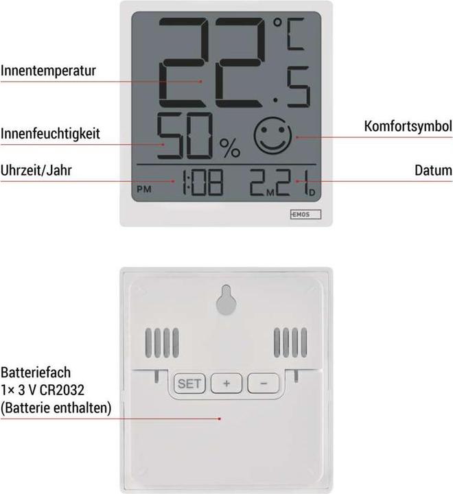 Productafbeelding Emos Digitales Thermometer mit Hygrometer E0522