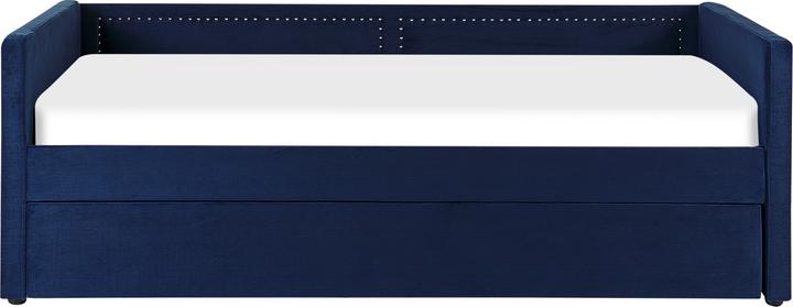 Actual product image Beliani Daybed extendable corduroy navy blue slatted frame 90 x 200 cm MIMIZAN (90 x 200 cm)