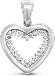 Brilio Silver - Silver pendant with zircons Heart PEN02