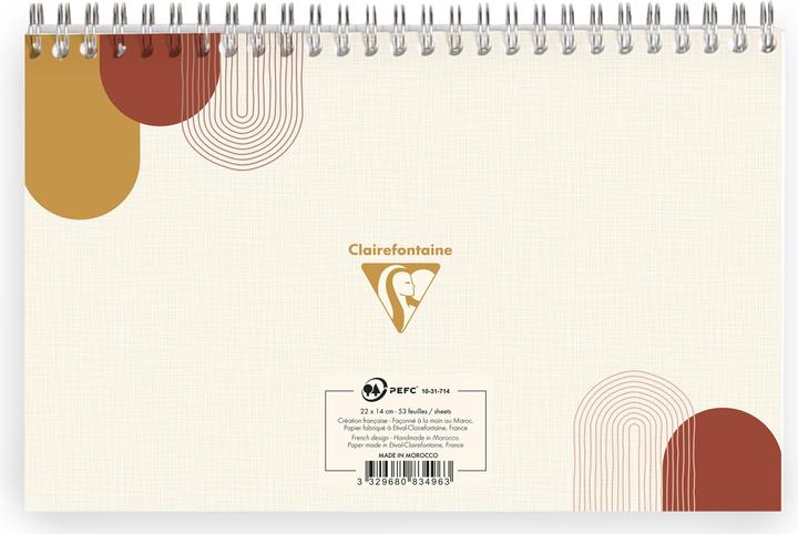 Actual product image Clairefontaine notepad planner with a total binding, 53 printed sheets terracotta (Hardcover)