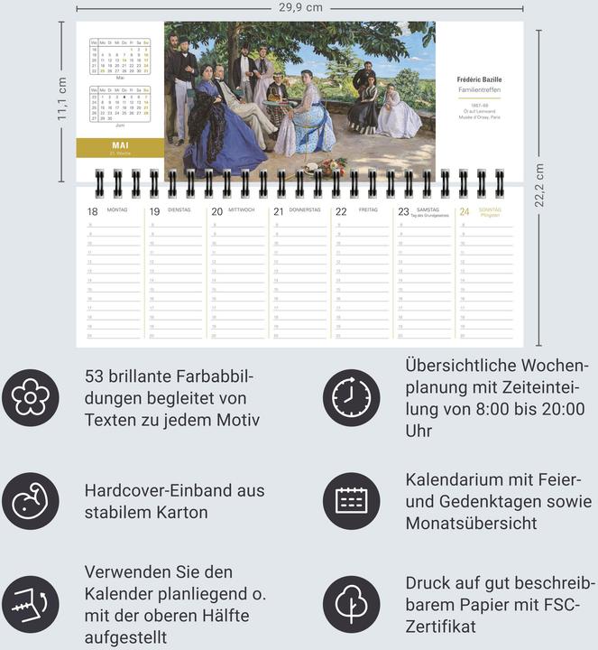 Produktbild Harenberg Die Welt der Kunst Premium-Tischplaner 2026 - Wochenkalender mit 53 Meisterwerken (Harter Einband, Deutsch)
