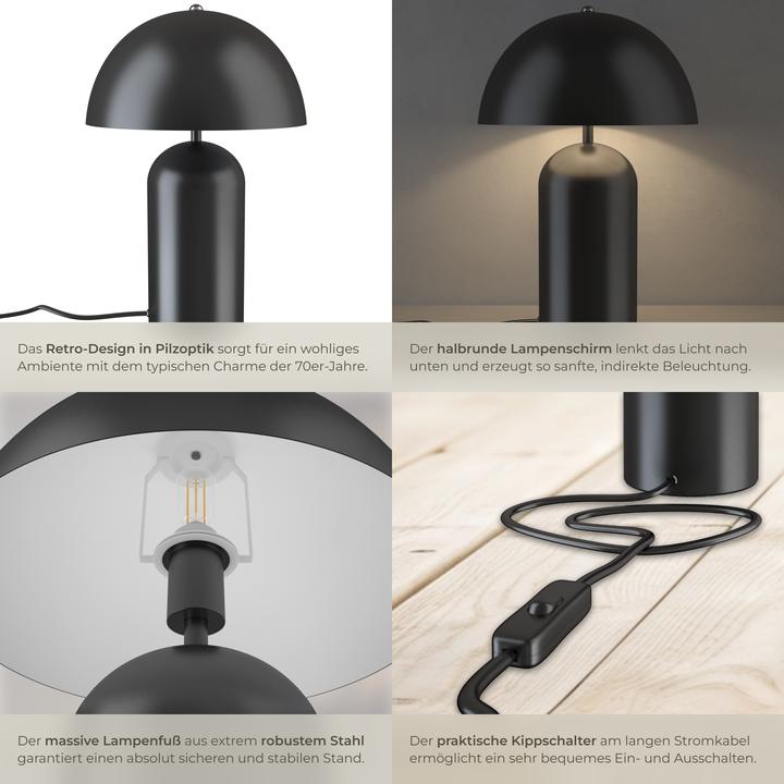 Actual product image tectake small retro table lamp Altea, mushroom design, 40W (E14)