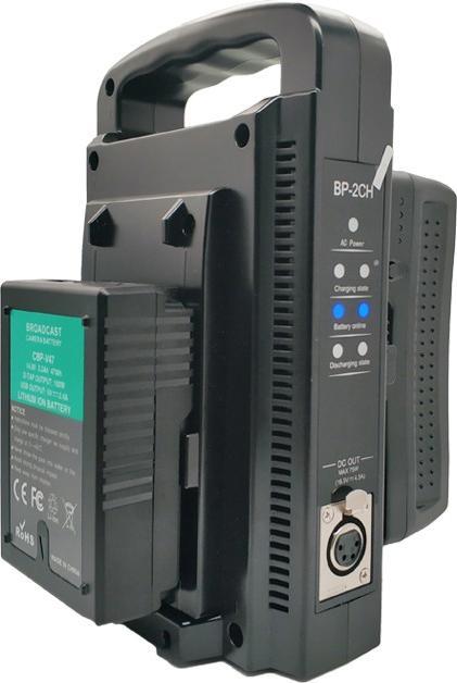 Actual product image Acconic Dual V-Mount Charger f. Sony BP-95W BP-GL65 BP-190WS with 4-pin XLR cable