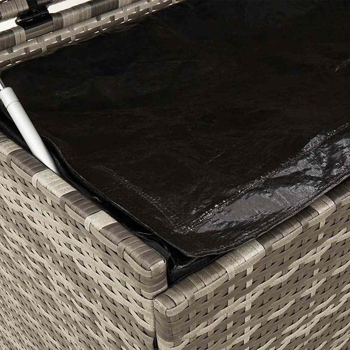 Produktbild VidaXL Gartentruhe mit Rollen Grau 110x55x73 cm Poly Rattan Garten Auflagenbox