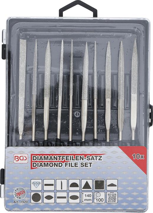 Produktbild BGS Diamantfeilen-Satz gerade 140 x 3 mm 10-tlg. (140 mm)