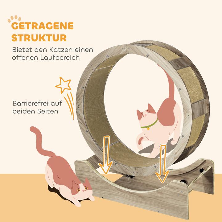 Produktbild PawHut Katzenlaufrad Mehrschichtplatte, Wellpapier Walnuss (94 cm, Walnuss)