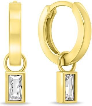 Brilio Silver - Minimalist 2in1 round earrings with zircons EA840Y
