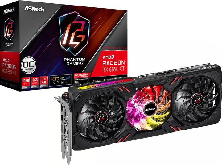 Actual product image AsRock Graphics card AMD Radeon RX 6650 XT Phantom Gaming D 8GB OC (8 GB)