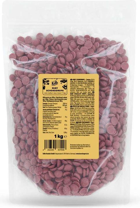 Image du produit KoRo Couverture de chocolat rose Drops de fèves de cacao Ruby (1000 g)