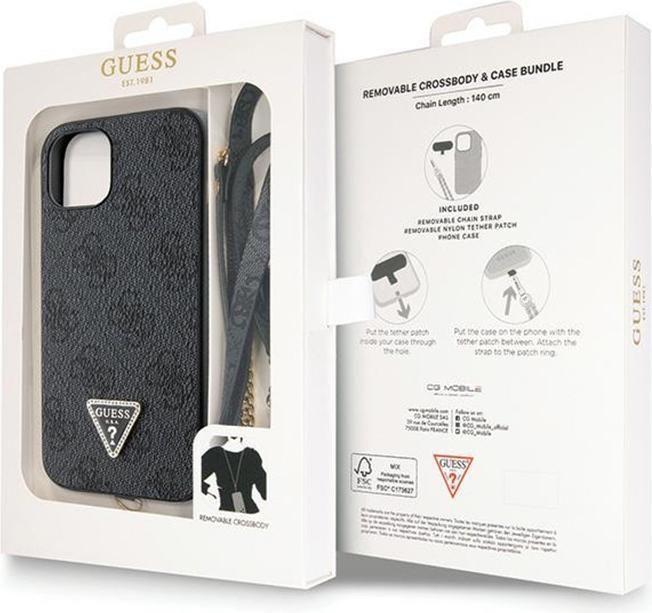 Image du produit Guess GUHCP13MP4TDSCPK iPhone 13 6.1" czarny/black hardcase Crossbody 4G Metal Logo (Apple iPhone 15, Apple iPhone 14, Apple iPhone 13)