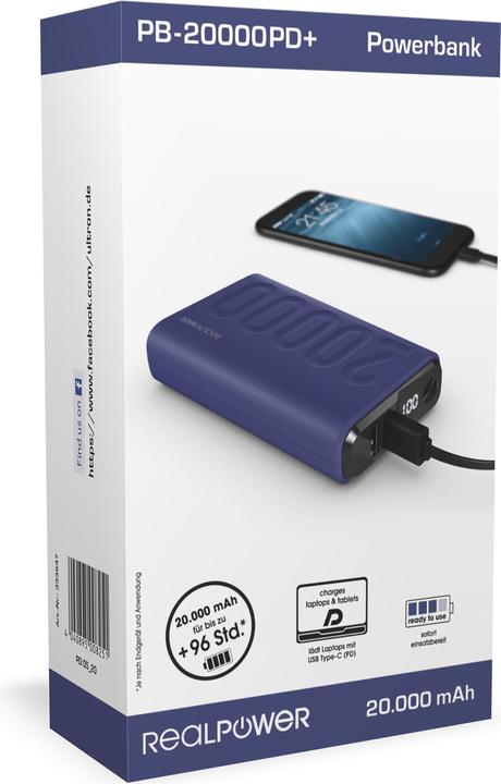 Image du produit RealPower PB-20000 PD+ (20000 mAh, 18 W, 18 Wh)