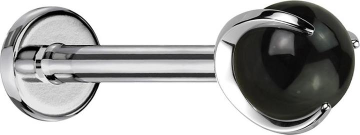 Immagine prodotto Star Piercing Micro Labret a filo interno in argento con sfera in onice con pietra incastonata (Mnerale, senza ottone, Titanio G23)