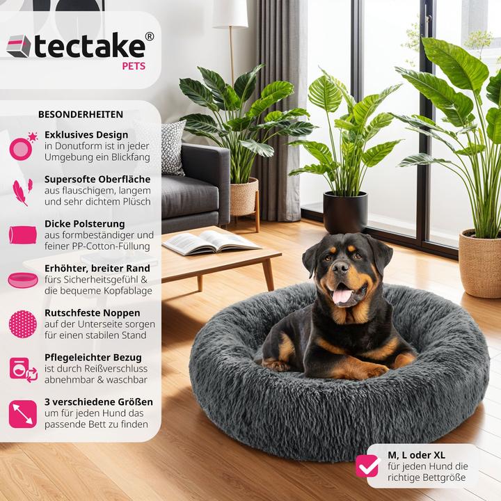 Produktbild tectake Hundebett Maja mit dicker Polsterung und langem Plüsch (Hund)