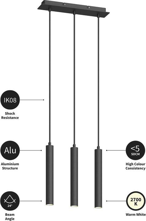 Image du produit Arcchio Franka 3 Lampe à suspendre Black (1350 lm)