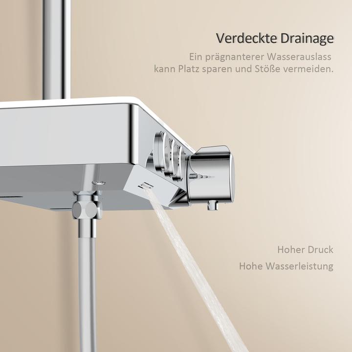 Actual product image Emke Thermostatic Shower System with Overhead Rain Shower, Hand Shower, and Lower Outlet, Chrome