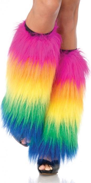 Leg Avenue Furry Leg Warmers - Arc-en-ciel