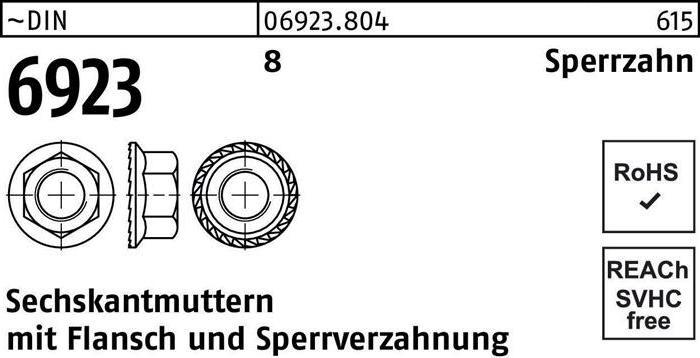 Actual product image Reyher Hexagon nut DIN 6923 w.flange M 4 8 Locking teeth (M4)