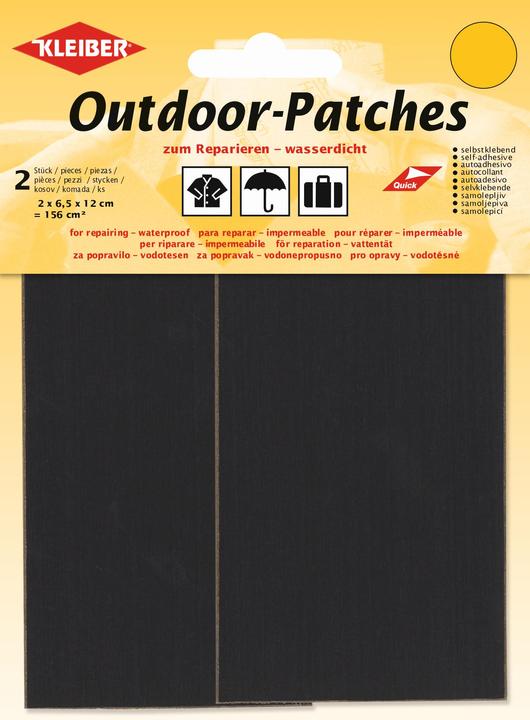 Kleiber Outdoor-Patches, selbstklebend, 65 x 120 mm, schwarz zum Reparieren glatter Oberflächen, wasserdich (2 x)
