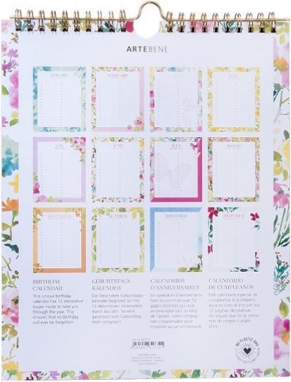 Produktbild Artebene Geburtstagskalender Aquarell Blüten 21 x 26cm von