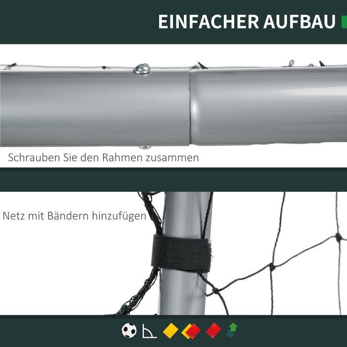Image du produit Swisshandel24 Fussballtor mit PE-Netzgewebe, Fussball-Tor für Kinder und Erwachsene, Stahl, Grau
