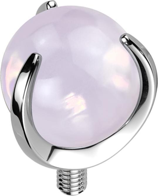 Star Piercing Dermal Anchor silber Kugel Opalite pink Stein gefasst (Mineralisch, ohne Messing, Titan G23)