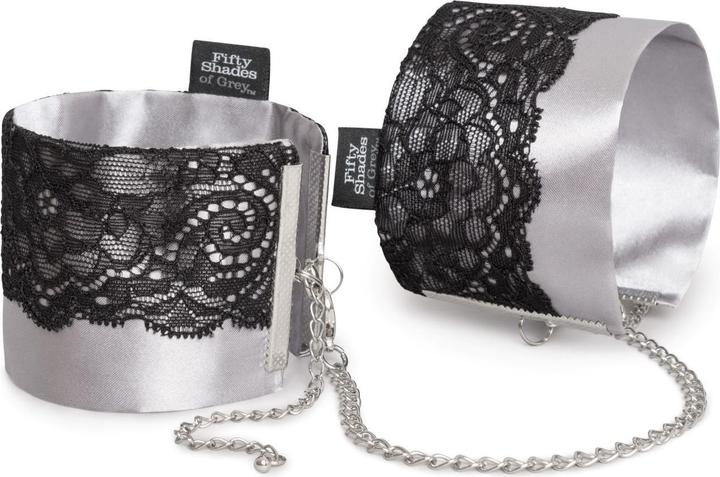 Actual product image Fifty Shades of Grey Play Nice Satin & Lace Wrist Cuffs - Black