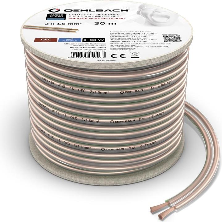 Immagine prodotto Oehlbach Filo per altoparlanti SP15 (30 m, 1.50 mm².)